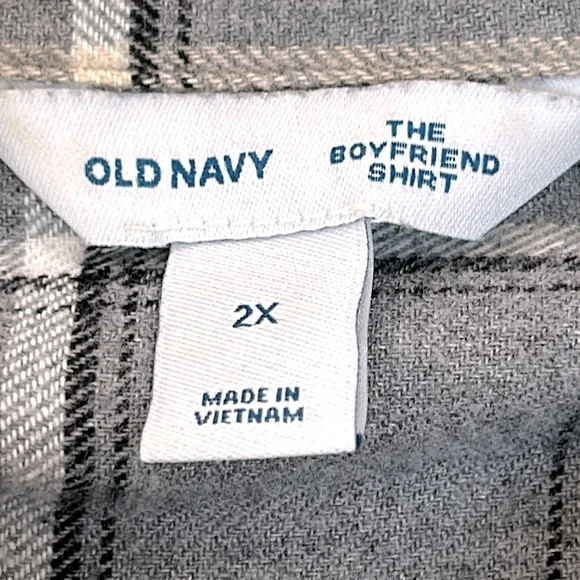 OLD NAVY The Boyfriend Shirt gray flannel pocket button down size 2X 100% cotton - Picture 4 of 5